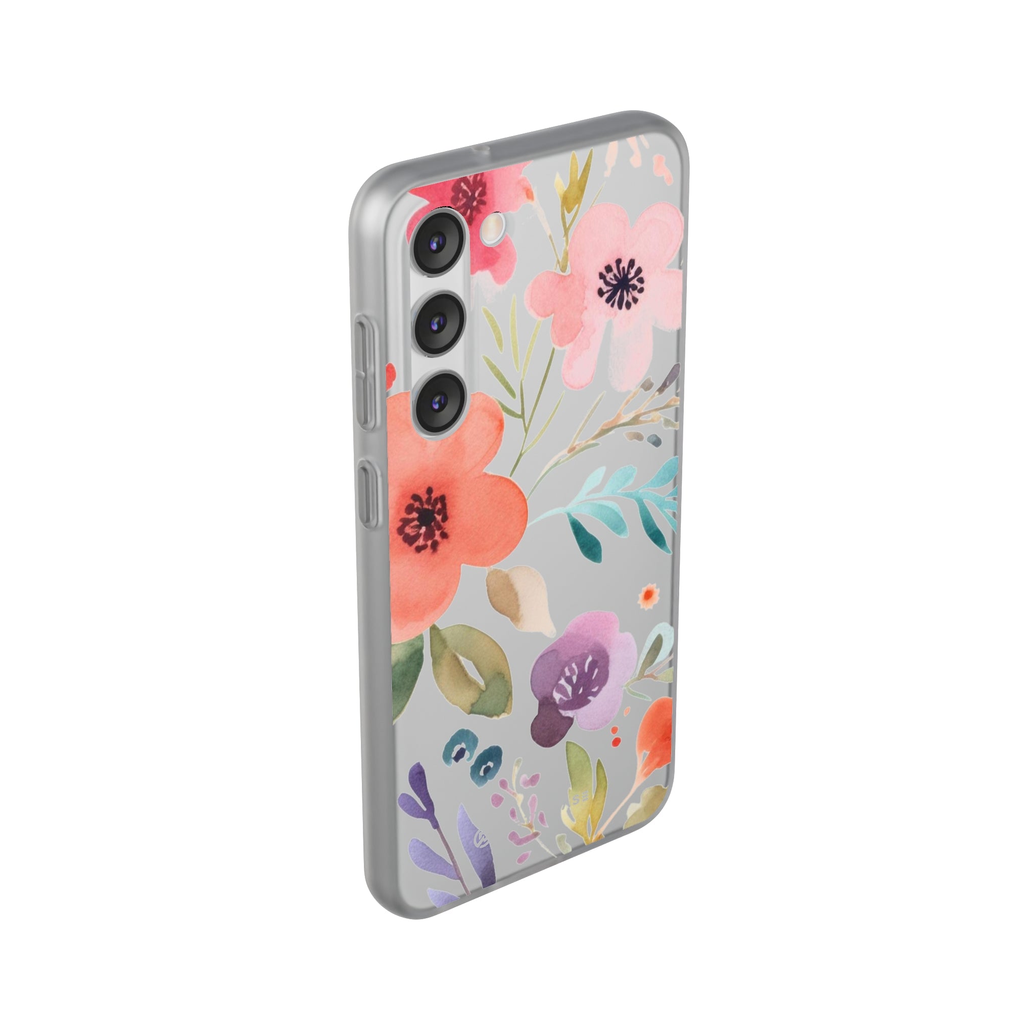 Motif de fleurs bleu rose Slim